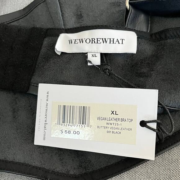 Revolve WeWoreWhat Black Square Vegan Leather Bustier Cropped Bra Top XL NWT - Picture 4 of 13